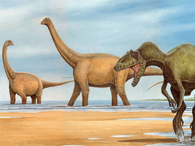 Camarasaurus und Allosaurus / © Arturo De Miguel. Verwendet mit freundlicher Genehmigung des Autors.