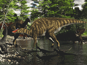 Rubeosaurus, Prosaurolophus, Stegoceras und Chasmosaurus  / © James Kuether. Verwendet mit freundlicher Genehmigung des Autors.