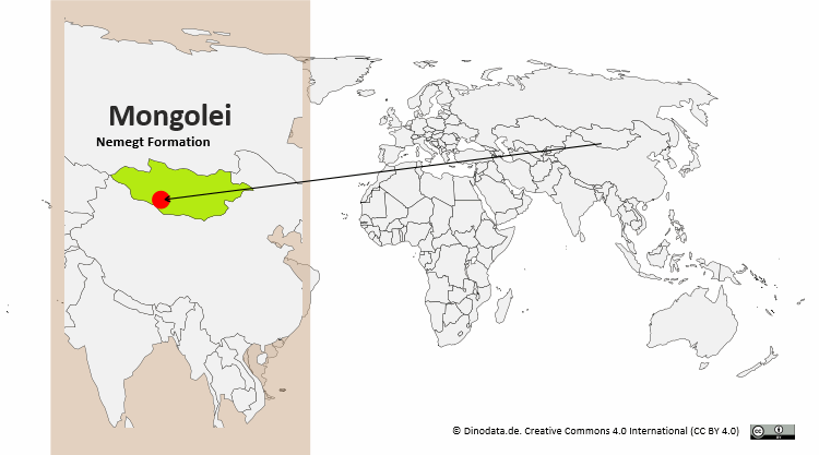 Lage der Nemegt Formation, Mongolei / Dinodata.de. Creative Commons 4.0 International (CC BY 4.0)