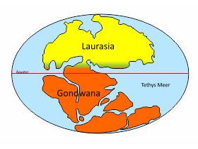 Superkontinent Pangaea mit Laurasia im Norden / Dinodata.de. Creative Commons 4.0 International (CC BY 4.0)